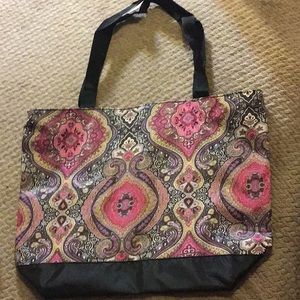 Pink paisley tote. 14 x 12 x 5